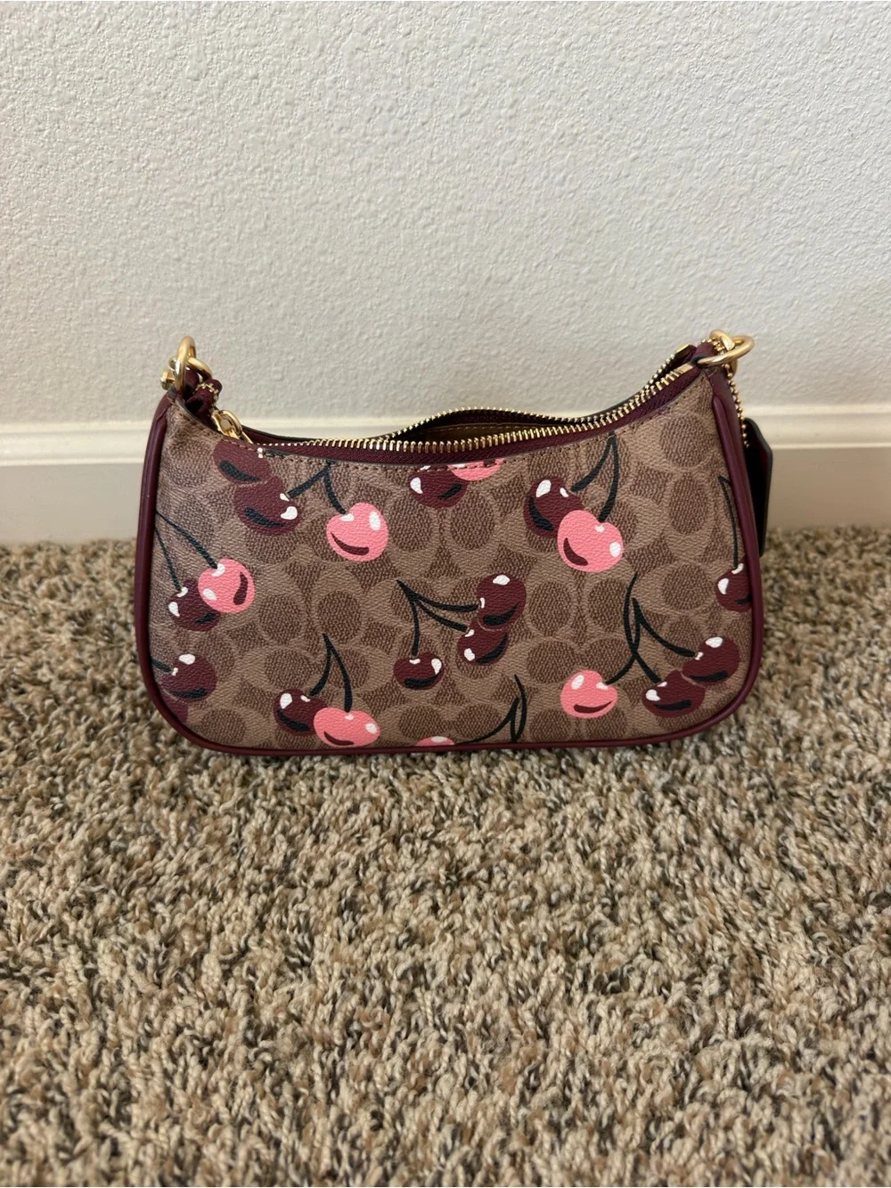 Coach Pink Cherry Signature Canvas Shoulder Bag